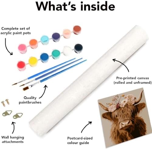 Canrichshop Cow Adult Paint by Number Kits,Highland Cow DIY Acrylic Painting by Numbers Without Frame,Easy Oil Adult Paint by Numbers on Canvas for Decor 16x20inch - Image 6