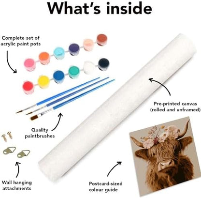 Canrichshop Cow Adult Paint by Number Kits,Highland Cow DIY Acrylic Painting by Numbers Without Frame,Easy Oil Adult Paint by Numbers on Canvas for Decor 16x20inch - Image 6