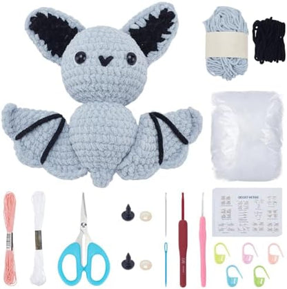 ACRNIGHEET Bat Crochet Kit for Adults Beginners Halloween DIY Starter Crochet Kits Knitting Supplies Crafts Kit Complete Bats Knitting with Step-by-Step Instruction and Video Tutorials by ACRNIGHEET