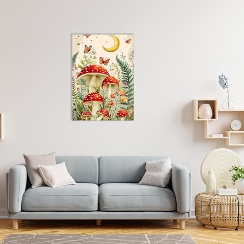 MAXBYE Mushroon Paint by Numbers Kit for Adults with Frame and Wooden Easel, Easy Moon Painting Numbers Art Kits on Canvas, DIY Forest Acrylic Painting Kit for Gift Home Wall Garden Decor 10×14 in - Image 4