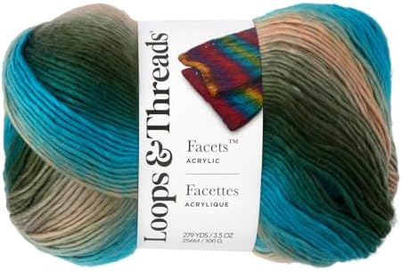 Loops & Threads Facets Yarn - Yarn for Knitting, Crochet, Weaving, and Arts & Crafts - Urban Sky, Acrylic, 3.5 oz by LoopsThreads