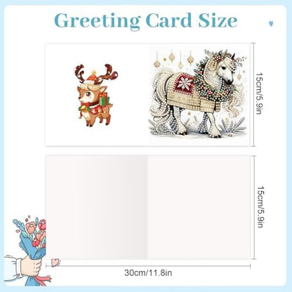 jinglinhh 6pcs Christmas Yak Horse Sheep Diamond Art Painting Greeting Cards with Envelopes, DIY Card Making Kits for Adults, Diamond Art Postcards Christmas Cards Craft Gifts - Image 2