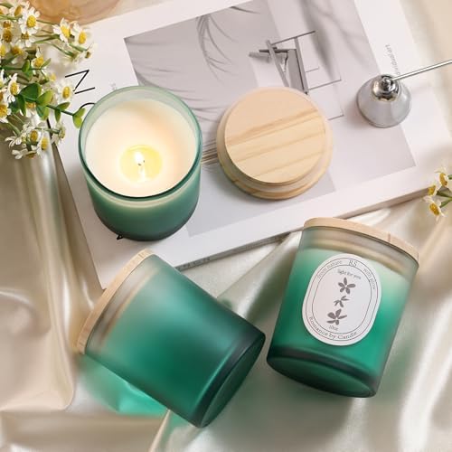 REISEN 12 Pcs 10oz Gradient Green Candle Jars for Candle Making Kit - Image 6