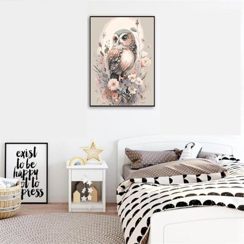 Mrnsiet Owl Paint by Number for Adult Kit, DIY Acrylic Paint by Numbers for Adults Beginner, Owl and Flowers Oil Painting by Number on Canvas for Home Wall Decor 16x20inch - Image 4