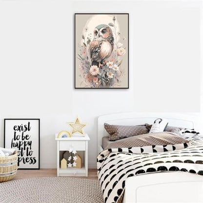 Mrnsiet Owl Paint by Number for Adult Kit, DIY Acrylic Paint by Numbers for Adults Beginner, Owl and Flowers Oil Painting by Number on Canvas for Home Wall Decor 16x20inch - Image 4