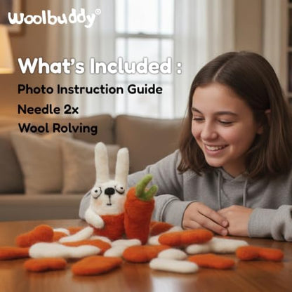 Woolbuddy Needle Felting Starter Kit (Rabbit) for Adults with Tool & Guide - Image 3