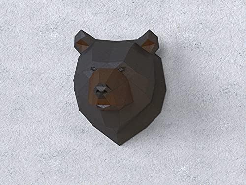 Grizzly Trophy Paper Sculpture,Pre-cut DIY Papercraft Kit,Handmade Bear Figurine, Color,Low Poly Wall Decor,All Accessories Included - Image 2