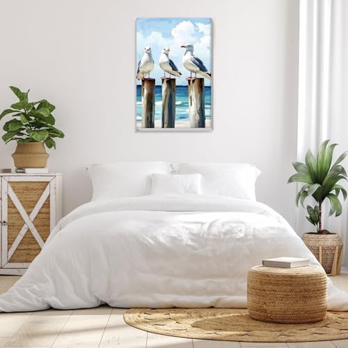 Bowetile Framed Paint by Numbers Seagull for Adults Beginners, Adults' Paint-by-Number Seagull Kits, Easy Adult Paint by Number Kits on Canvas, Acrylic Animals Number Painting for Home Decor, 8x12in - Image 4