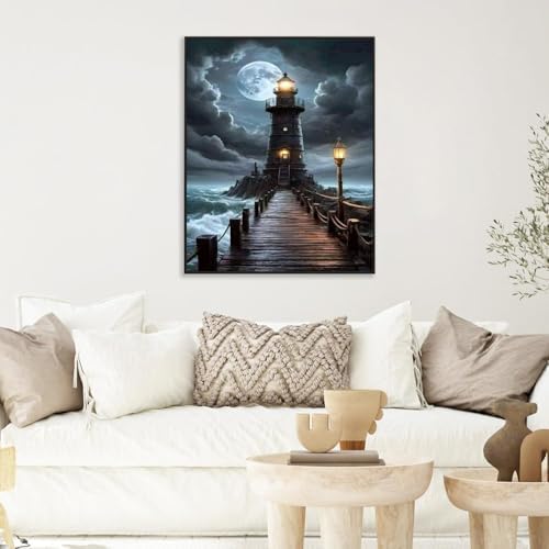 AOSGEDY Paint by Numbers for Adults Beginner, Lighthouse Adult Paint by Number Kits on Canvas, DIY Acrylic Oil Easy Painting by Numbers Kits for Home Wall Decor 16X20 Inch (Without Frame) - Image 4
