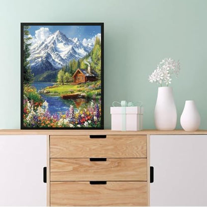 Eiazuiks Stamping Cross Stitch Kit, Snow Mountain Counting Cross Stitch Kit for Adult Beginners, Full Line DIY Stitching Kit for Home Decor Cross Stitch Patterns 12x16 inches - Image 2