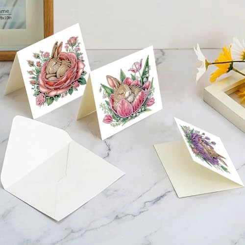 LSQFS 6Pcs Diamond Painting Greeting Cards, 5.9x11.81inch - Image 3
