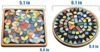 Lanyani 2 Sets of DIY Mosaic Craft Kits Mosaic Tiles Coaster Kit Make Your Own Mosaic Project Handmade Craft Set with Stained Glass Mosaic Tile Pieces for Decoration and Gift - Image 2