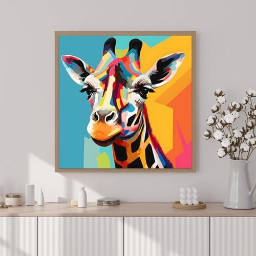 Artunion Framed Paint by Numbers Kit for Adults Beginners & Kids Ages 8-12,Colorful Giraffe Paint by Number with Frame, Acrylic Paint by Numbers Kit on Canvas 10 * 10 Inch Without Easel - Image 2