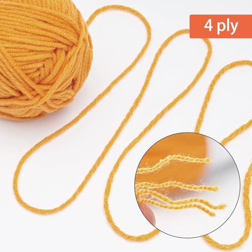 NICEEC 300g Soft Assorted Colors Yarn 100% Acrylic 870yds -Bright Yellow - Image 2