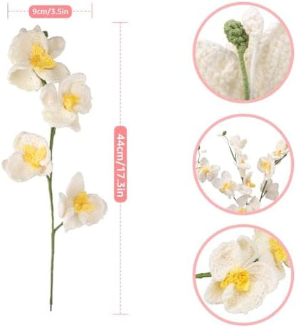 Noocro Crochet Kit Flower Bouquet, Rose, Lily Myosotis, Poppy, Tulip and Orchid with Video Tutorial and Detailed Instructions, Complete Kit Craft Supplies Holiday Gift (Orchid) - Image 2
