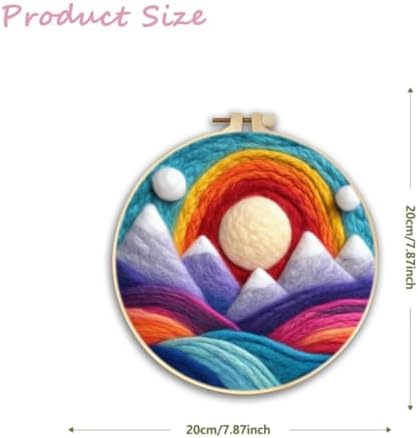 CaptainCrafts DIY Needle Felting Starter Kit with Picture Hoop, Foam Pad, Felt Cloth, Instructions for Home Decoration, Beginner Art Craft (Mountains Rivers Moon) - Image 2