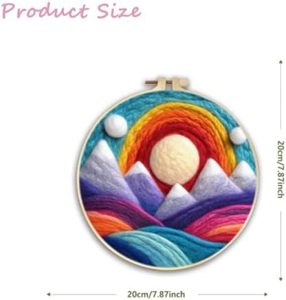 CaptainCrafts DIY Needle Felting Starter Kit with Picture Hoop, Foam Pad, Felt Cloth, Instructions for Home Decoration, Beginner Art Craft (Mountains Rivers Moon) - Image 2