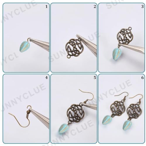 SUNNYCLUE 10 Pairs Baroque Earrings for Women Vintage Earrings for Women Trendy 2025 Acrylic Antique Bronze Tibetan Style Retro Turquoise Gemstone Bohemian Boho Jewelry Set Christmas Wedding Gift DIY - Image 6