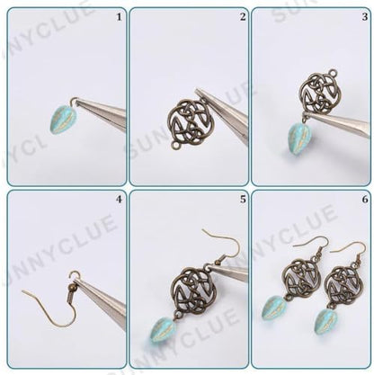 SUNNYCLUE 10 Pairs Baroque Earrings for Women Vintage Earrings for Women Trendy 2025 Acrylic Antique Bronze Tibetan Style Retro Turquoise Gemstone Bohemian Boho Jewelry Set Christmas Wedding Gift DIY - Image 6