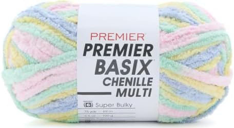 Premier Basix Chenille Brights Yarn, Plush Bulky Chenille Yarn for Crocheting & Hand Knitting, Soft Yarn for Cozy Projects, Chunky Yarn for Hand Knitting, Pastels by Premier
