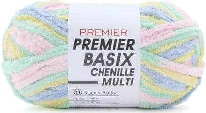Premier Basix Chenille Brights Yarn, Plush Bulky Chenille Yarn for Crocheting & Hand Knitting, Soft Yarn for Cozy Projects, Chunky Yarn for Hand Knitting, Pastels by Premier