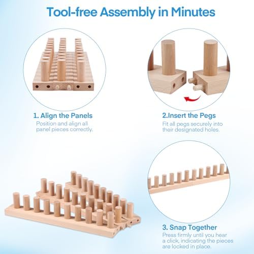 46" Beechwood Chunky Knitting Blanket Loom Kit, Adjustable Size Hand Loom - Image 3