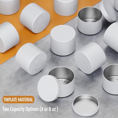 24 Pack 4oz Candle Tins with Lids,Metal Empty Jars, Double-Sided Matte White Finish, Tinplate Containers for DIY Candle Making, Wax Melts, Crafts, Small Business Supplies, Party Favors - Image 4