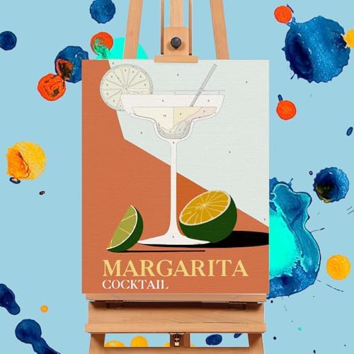 Offito 6 Pack Paint by Numbers Kit for Adults, Retro Cocktail, 8x10 Inch - Image 4