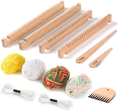 adorbox Weaving Loom, Wooden Weaving Loom for Kids Adults, 9x11inch Handmade Knitting Loom for Beginners Adults Kids with Yarn Rods Combs Shuttles Rubber Bands and Instructions - Image 5