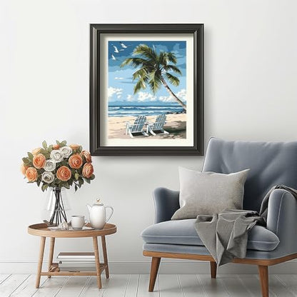 Natuyalo Paint by Numbers Kit for Adults - Beach DIY Adult Paint by Number Kits Seascape Acrylic Canvas Painting for Adults Beginners Kids Art Crafts Without Frame, 16x20 Inch - Image 3