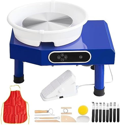 VEVOR Pottery Wheel for Adults Beginners, 10in Ceramic Wheel Forming Machine, 60-300RPM Adjustable Speed, Manual LCD Panel and Foot Pedal, Complete Pottery Set for Art Craft Work Home DIY by VEVOR