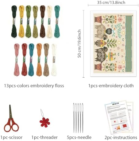 FREEBLOSS 11CT Cross Stitch Kit Stamped Cross Stitch Craft Kit with Stitching Guide for Beginners Folk Painting Embroidery Set Crossstitch Wall Hanging Set 13.8x19.7inch - Image 2