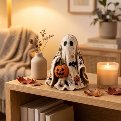 DIY Ghost Felt Quilt Sewing Craft Kit, Spooky Ghost Pattern Precut Fabric Supplies, Handmade Ghost Table Decor, Farmhouse Halloween Indoor Ornament Kit for Sewing Lovers - Image 5