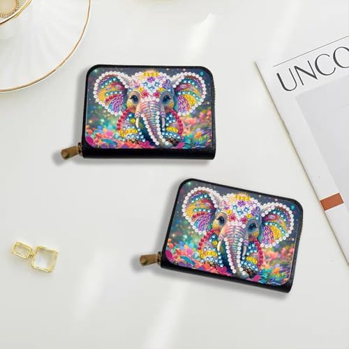Santiway DIY Diamond Art Painting Kit - PU Leather Credit Card Holder Wallet & Coin Purse with Elephant Pattern, Zipper Organizer 4.33x3.14in for Adults​ - Image 3
