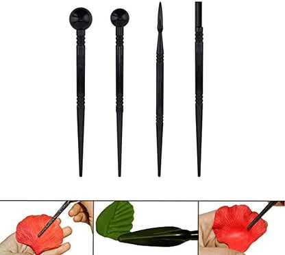 4 Pieces Black Plastic Double-Headed Clay Sculpting Tools Indentation Pen Pottery Sculpture Tool Cake Fondant Decoration Tool - Image 6