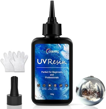 100g UV Resin, Crystal Clear for Beginners and Professionals, UV Resin Hard Type Kit for Jewelry Making, DIY Craft, Decor by OSBANG