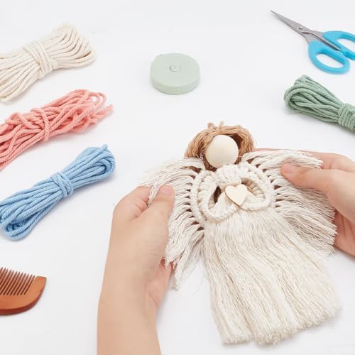 FREEBLOSS 4 Set Beginners Macrame Kit DIY Macrame Angel Kit DIY Macrame Kit for Beginners with Instructions Boho Angel Decor Adults Craft Kit for Adults Christmas Gift - Image 5