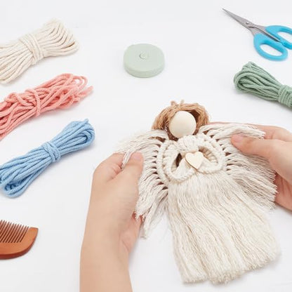 FREEBLOSS 4 Set Beginners Macrame Kit DIY Macrame Angel Kit DIY Macrame Kit for Beginners with Instructions Boho Angel Decor Adults Craft Kit for Adults Christmas Gift - Image 5