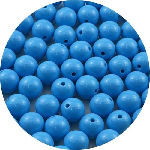 60pcs Acrylic Round Beads for Crafts 14mm Resin Candy Color Spacer Beads with Hole for Jewelry Making Sewing Crafts Decoration Necklaces Bracelets Earrings Supplies(Sky Blue) by Unknown