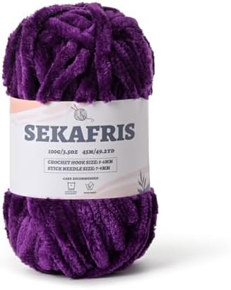 Chenille Velvet Soft Yarn Dark Purple 1 Pack by Sekafris