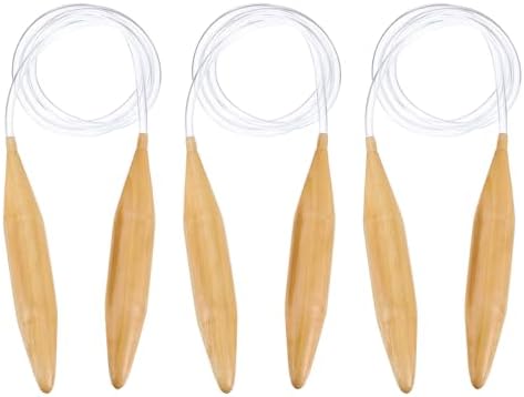 HARFINGTON 3Pcs US Size 50 (25 mm) Circular Knitting Needles, 47 Inch / 120 cm Round Wooden Needle for Handmade Projects DIY Knitting Blankets Socks Hats Sweaters by HARFINGTON