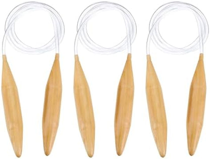 HARFINGTON 3Pcs US Size 50 (25 mm) Circular Knitting Needles, 47 Inch / 120 cm Round Wooden Needle for Handmade Projects DIY Knitting Blankets Socks Hats Sweaters by HARFINGTON