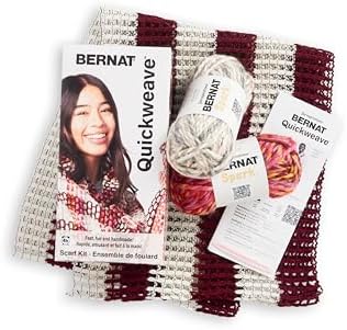 Bernat QuickWeave - Burgundy Tartan Yarn, 120 Yards, 4.9 oz, 80% Acrylic, 20% Wool, 85% Acrylic Grid, 15% Polyester, Needle, 100% Plastic - Image 4