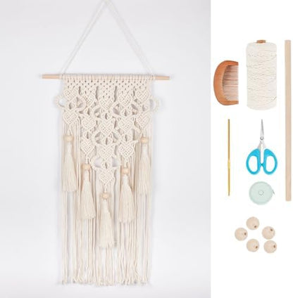 FREEBLOSS DIY Macrame Kit for Adults Beginners Bohemian Macrame Wall Hanging Ornament Creative Boho Macrame Wall Art Macrame Tapestry Gift for Mom Girls by FreeandCreativeCraftsArt
