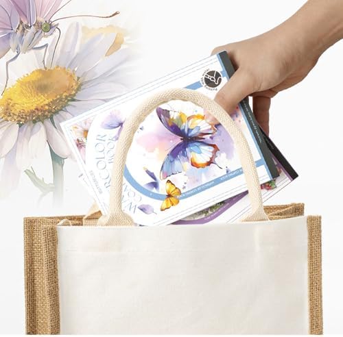RGBMIX Watercolor Coloring Book for Adults Stress Relief Foldable Painting Pad with 24-Color Paint (Butterfly) - Image 3