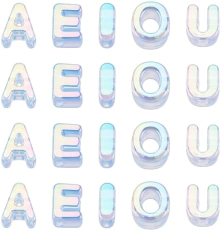 FASHEWELRY 50Pcs Vowel Large Letter Beads, 20mm Big Acrylic Alphabet Beads, Large Hole Vowel Bead Spacer for Bracelets Necklaces Bag Charms Shoelaces Keychains Lanyards (Navy Blue) - Image 7