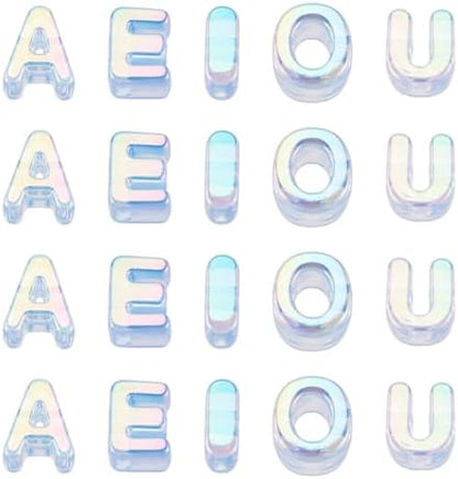 FASHEWELRY 50Pcs Vowel Large Letter Beads, 20mm Big Acrylic Alphabet Beads, Large Hole Vowel Bead Spacer for Bracelets Necklaces Bag Charms Shoelaces Keychains Lanyards (Navy Blue) - Image 7