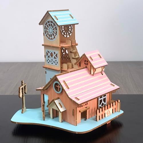 Log Cabin 3D Wooden House Puzzle,DIY Mini Building Model Kit，011 - Image 4