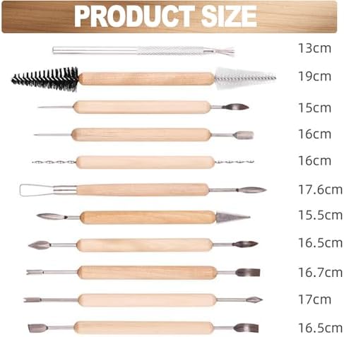 LINPHCEY 11-Piece Clay Sculpting Tools Set Perfect for Polymer Air Dry Modeling Clay Beginners & Professionals Ideal for DIY Pottery & Ceramics Tools for Clay Sculpey Sculpting & Crafting - Image 2