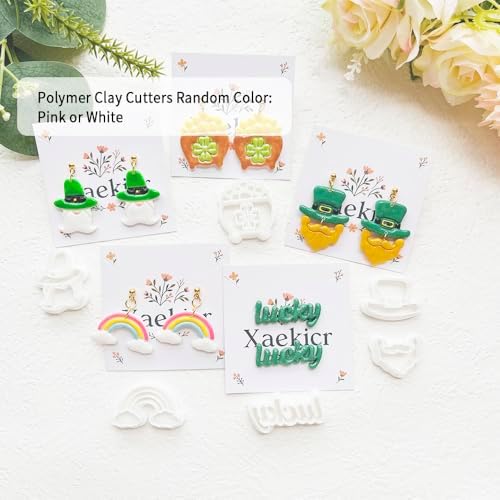 St. Patrick's Day Polymer Clay Cutters Set - 12pcs Lucky Shamrock Leprechaun Shapes for DIY Earring Jewelry Making, Soft Clay Crafts & Holiday Supplies - Image 2